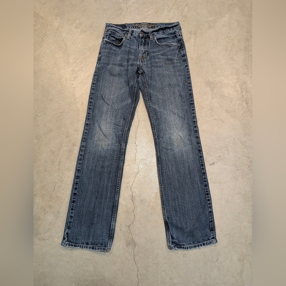 American Eagle Mens 28x32 (28x30.5) Denim Jeans Straight Leg Original Blue